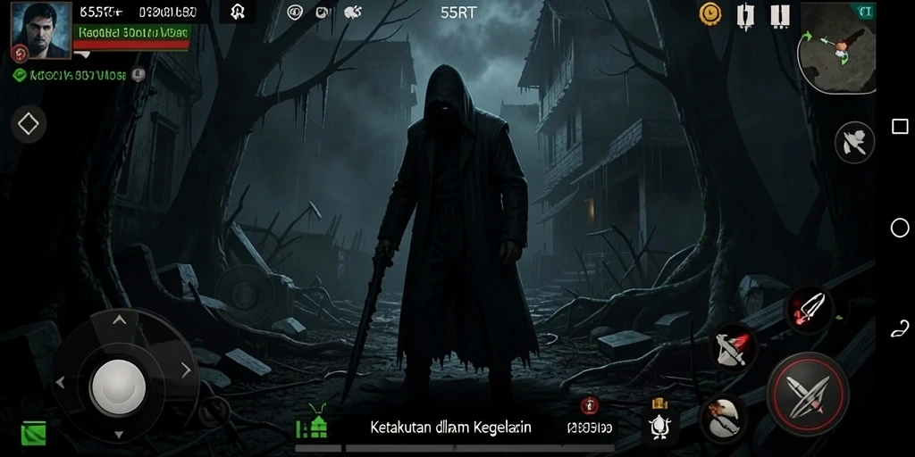 Screenshot gameplay yang menegangkan dari 55RT