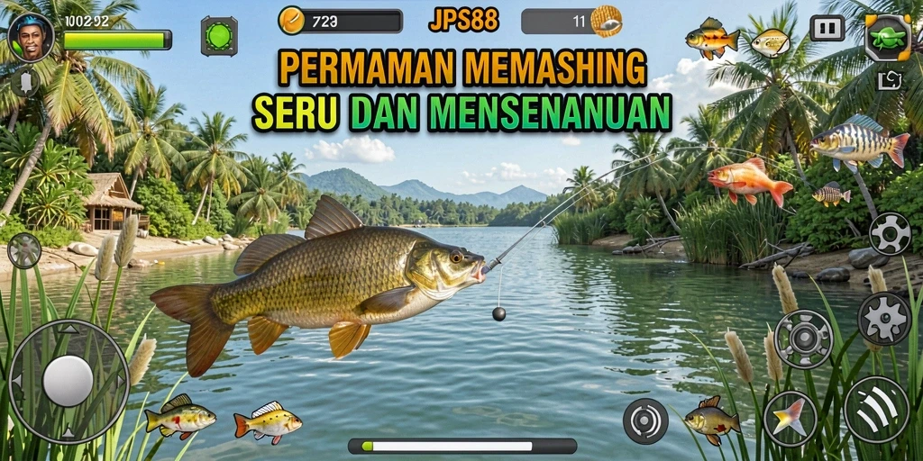 Tampilan gameplay seru saat memancing di JPS88.