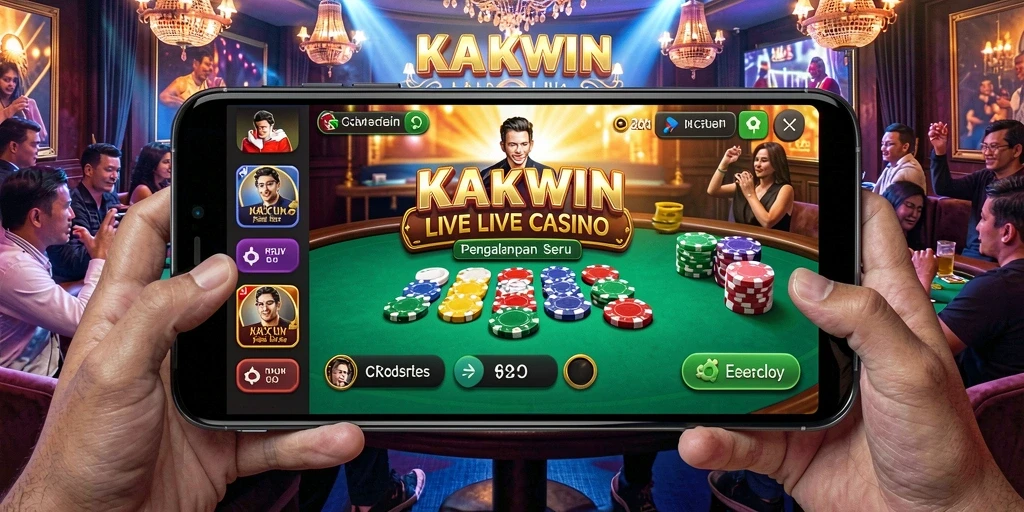 Tampilan menarik gameplay KAKWIN dengan dealer langsung dan suasana kasino.