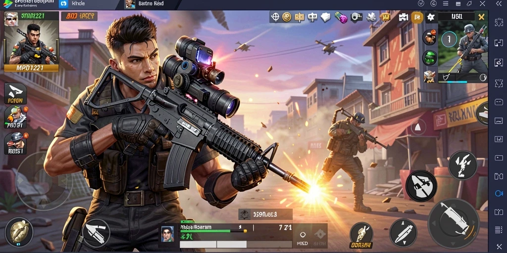 Gameplay seru dalam MPO1221 Battle Royale dengan pertempuran intens.