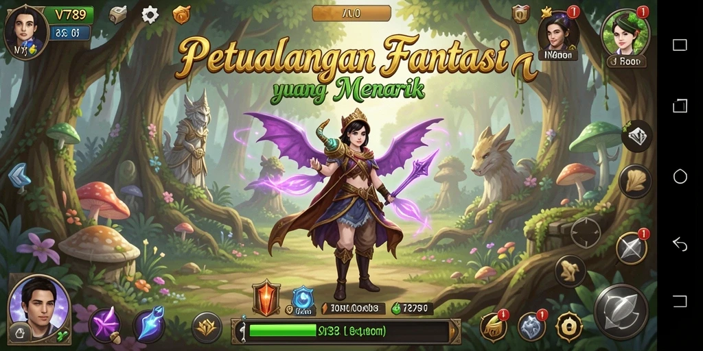 Gambar tampilan gameplay VT789 yang menampilkan pertarungan epik karakter RPG.